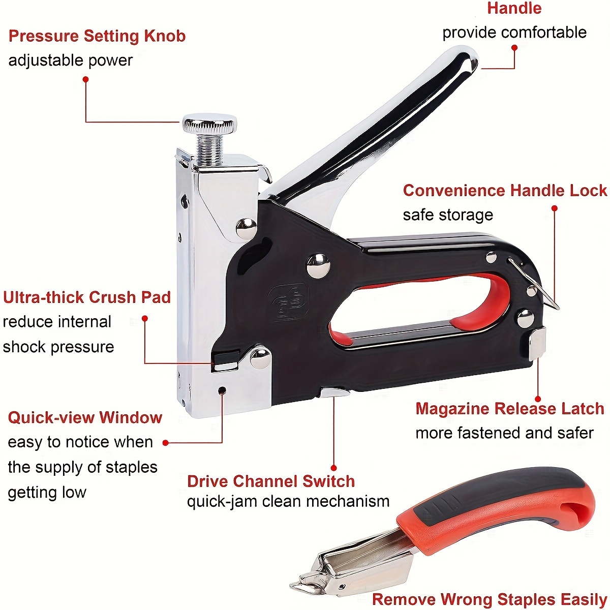 1 PC เบาะ 4 in 1 Staple Gun He - Stapler Heavy Duty บทวิจารณ์และราคา